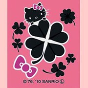 FHK-BK-04 [ハローキティ（HELLO KITTY） ハッピーフラワーステッカー クローバー ブラック]
