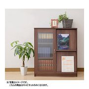 ディスプレイラック 1列2段 木扉 ガラス戸 ウォルナットブラウン DGC-9080FD（WBR）