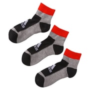 DDV17 [ ショート ソックス（靴下） 3足入り キッズ 19-21cm ブラック/テックグレーF12/ハイレスレッドF1 F92176]