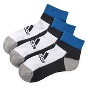 DDV17 [ ショート ソックス（靴下） 3足入り キッズ 21-23cm ホワイト/ブラック/バヒアブルーS14 F92175]