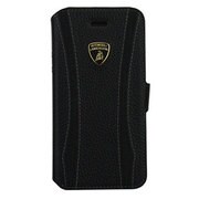 LB-SSHFCIP5-ET/D1-BK [iPhone5s/5専用手帳型本革ケース Genuine Leather Book Type Case ランボルギーニ公式ライセンス]