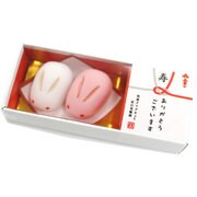 和菓子マグネット2個入り・紅白兎饅頭あわじ結び