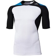 AJ439 [Techfit（テックフィット） COOL 半袖Tシャツ メンズ J/M ホワイト/ソーラーブルーS14/ブラック D82528]