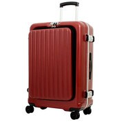 スーツケース フロントオープン 旅行日数目安:4~7泊 85L TSAロック搭載 マットレッド B1269T-67