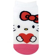 HKSOC235 [キャラックス ハローキティ フェイス ハート キッズソックス 13～18cm WH×PK]