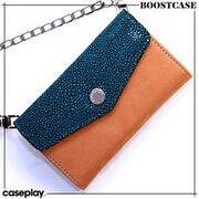 SNAP CASE FOR iPhone 5 (US LIP PRINT) & ATTACHABLE CROSSBODY WALLET (MINT STINGRAY / KHAKI SUEDE)