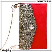 SNAP CASE FOR iPhone 5 (US LIP PRINT) & ATTACHABLE CROSSBODY WALLET (GOLD STINGRAY / RED SUEDE)
