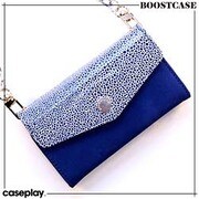 SNAP CASE FOR iPhone 5 (US LIP PRINT) & ATTACHABLE CROSSBODY WALLET (BLUE STINGRAY / BLUE SUEDE)