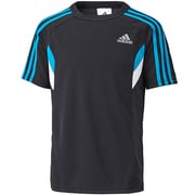 F89833 [adidasbrave CL ショートスリーブ Tシャツ 半袖 DDZ28 キッズ J150 ブラック/ソーラーブルーS14]