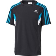 F89833 [adidasbrave CL ショートスリーブ Tシャツ 半袖 DDZ28 キッズ J130 ブラック/ソーラーブルーS14]