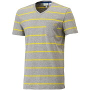 F78908 [Justin Bieber（ジャスティン・ビーバー） ストライプポケットTシャツ ANJ63 メンズ J/O ミディアムグレイヘザー/ビビッドイエローS13]