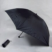 ポリエステル軽量60cm 3段ミニ傘 121ｇ 無地 黒 [001221554-無地 黒]