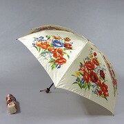 ナイロンサテンプリント55cm 3段ミニ傘 ベージュ [001400054-4000 ベージュ]