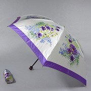 ナイロンサテンプリント55cm 3段ミニ傘 グレー [001400054-4002 グレー]