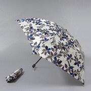 ナイロンサテンプリント55cm 3段ミニ傘 黒 [001400654-4006 黒]