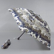 ナイロンサテンプリント55cm 3段ミニ傘 黒 [001400654-4007 黒]