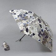 ナイロンサテンプリント55cm 3段ミニ傘 黒 [001400654-4008 黒]