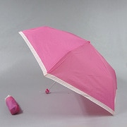 ナイロン裾水玉プリント55cm 3段ミニ傘 ピンク [001401354 ピンク]