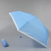 ナイロン裾水玉プリント55cm 3段ミニ傘 ブルー [001401354 ブルー]