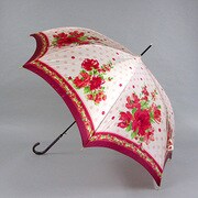 ナイロンサテンプリント60cm ジャンプ傘滑り止め付手元 ピンク [001401736-4019 ピンク]