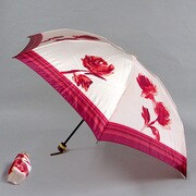 ナイロンサテンプリント55cm 3段ミニ傘 ピンク [001401756-4017 ピンク]