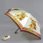 ナイロンサテンプリント55cm 3段ミニ傘 ベージュ [001401756-4018 ベージュ]