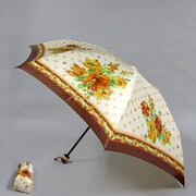 ナイロンサテンプリント55cm 3段ミニ傘 ベージュ [001401756-4019 ベージュ]