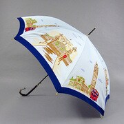 ポリエステル街並みプリント60cm ジャンプ傘 ブルー [001402036-4020 ブルー]
