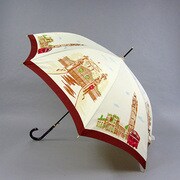 ポリエステル街並みプリント60cm ジャンプ傘 ベージュ [001402036-4020 ベージュ]