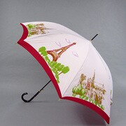 ポリエステル街並みプリント60cm ジャンプ傘 ピンク [001402036-4021 ピンク]