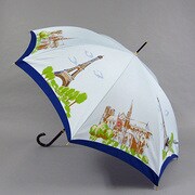 ポリエステル街並みプリント60cm ジャンプ傘 ブルー [001402036-4021 ブルー]
