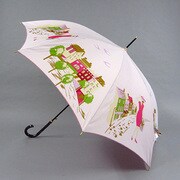 ポリエステル街並みプリント60cm ジャンプ傘 ピンク [001402036-4022 ピンク]