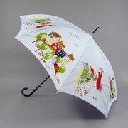 ポリエステル街並みプリント60cm ジャンプ傘 ブルー [001402036-4022 ブルー]
