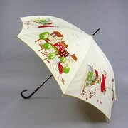 ポリエステル街並みプリント60cm ジャンプ傘 ベージュ [001402036-4022 ベージュ]