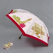 ポリエステル街並みプリント55cm 3段ミニ傘 ピンク [001402056-4020 ピンク]