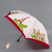 ポリエステル街並みプリント55cm 3段ミニ傘 ピンク [001402056-4021 ピンク]