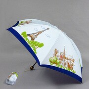 ポリエステル街並みプリント55cm 3段ミニ傘 ブルー [001402056-4021 ブルー]