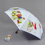 ポリエステル街並みプリント55cm 3段ミニ傘 ブルー [001402056-4022 ブルー]