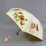 ポリエステル街並みプリント55cm 3段ミニ傘 ベージュ [001402056-4022 ベージュ]
