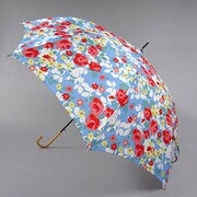 ポリエステル 花プリント 60cm ジャンプ傘 ブルー [001430634-4306 ブルー]