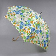 ポリエステル 花プリント 60cm ジャンプ傘 ベージュ [001430634-4306 ベージュ]