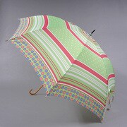 ポリエステル ドットボーダー 60cm ジャンプ傘 グリーン [001430634-4307 グリーン]