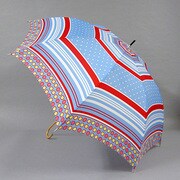 ポリエステル ドットボーダー 60cm ジャンプ傘 ブルー [001430634-4307 ブルー]