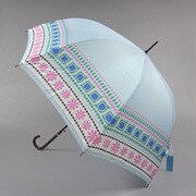 ポリエステル レトロモチーフ 60cm ジャンプ傘 ブルー [001431134-4311 ブルー]