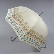 ポリエステル レトロモチーフ 60cm ジャンプ傘 ベージュ [001431134-4311 ベージュ]