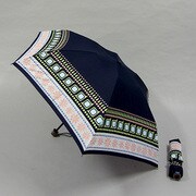 ポリエステル レトロモチーフ 55cm 3段ミニ傘 紺 [001431154-4311 紺]