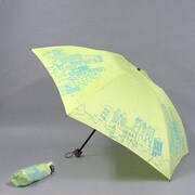 ポリエステルサテンプリント55cm 3段ミニ傘 グリーン [001432056-4320 グリーン]