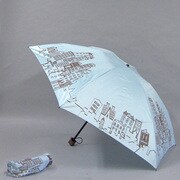 ポリエステルサテンプリント55cm 3段ミニ傘 ブルー [001432056-4320 ブルー]