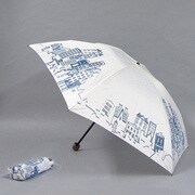 ポリエステルサテンプリント55cm 3段ミニ傘 ベージュ [001432056-4320 ベージュ]
