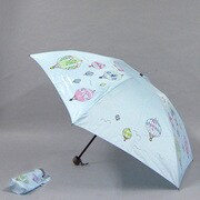 ポリエステルサテンプリント55cm 3段ミニ傘 ブルー [001432056-4321 ブルー]